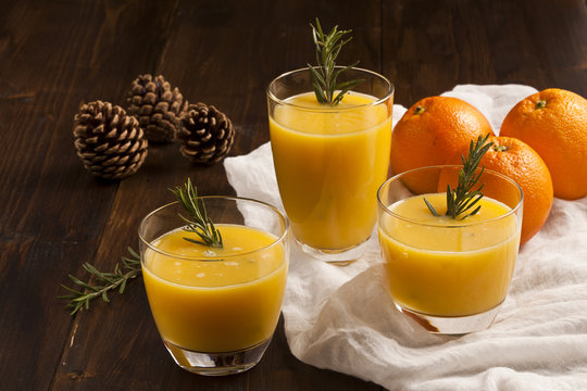 Orange juices  and oranges.