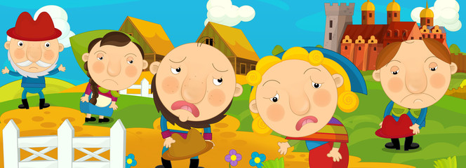 Cartoon medieval scene - image for different fairy tales - illustration for the children