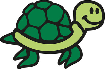 Swimming cartoon turtle cute
