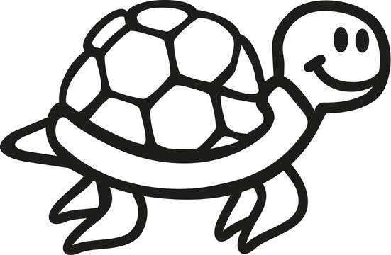 Swimming Turtle cartoon outline