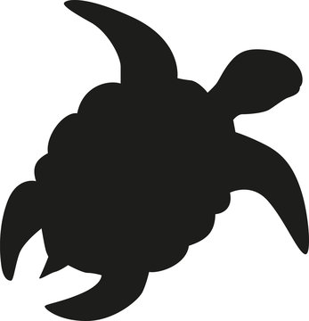 Turtle swimming silhouette