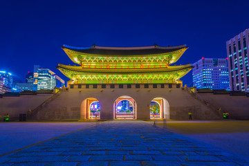 Beautiful Architecture in Gyeongbokgung Palace at Seoul city Kor