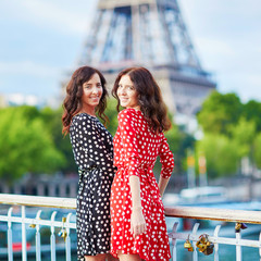 Beautiful twin sisters in Paris, France