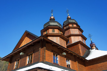 Fototapeta na wymiar Wooden church in Ivano-Frankivsk