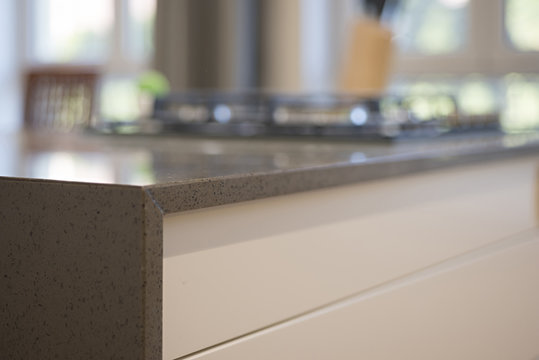 Kitchen counter top bllured background