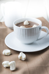 Fototapeta na wymiar Hot chocolate with marshmallows for special day