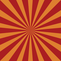 Red orange grunge sunbeam background. Sun rays abstract wallpaper. Vector illustration