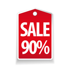 Sale ninety percent pricetag red vector