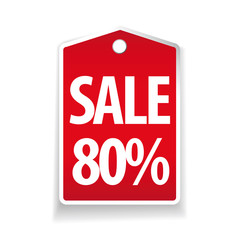 Sale eighty percent pricetag red vector
