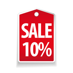 Sale ten percent pricetag red vector