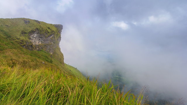 Phu Chee Fah Landmark Nature Destination Travel Of Chiang Rai, Thailand (pan up)