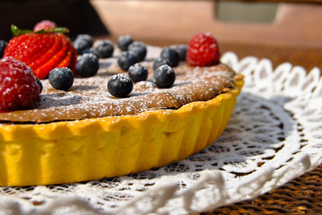 Chocolate and wildberries pie