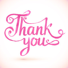 Pink vector Thank you hand-drawn sign