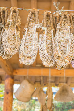 Sandals made by hand, using sisal at Namsangol Hanok Village, Se