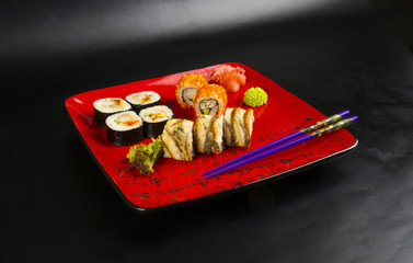 still life - set the rolls on a red plate