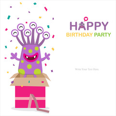 Cute Monster Invitation Birthday Card