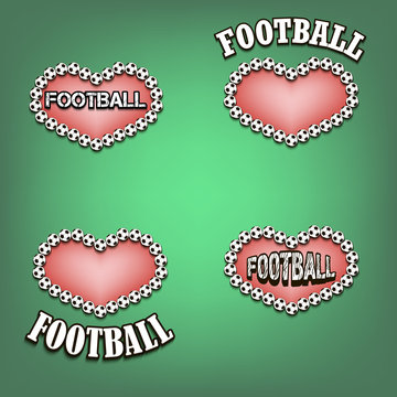 set heart of soccer bal