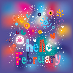 Hello February decorative type text lettering