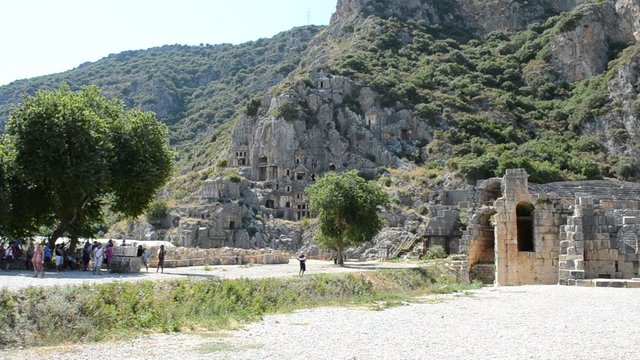Petroglyphic tombs of the ancient state Lycia. Turkey.