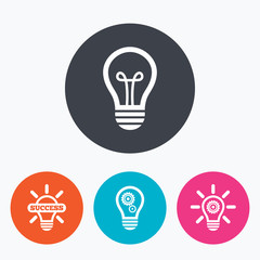 Light lamp icons. Energy saving symbols.