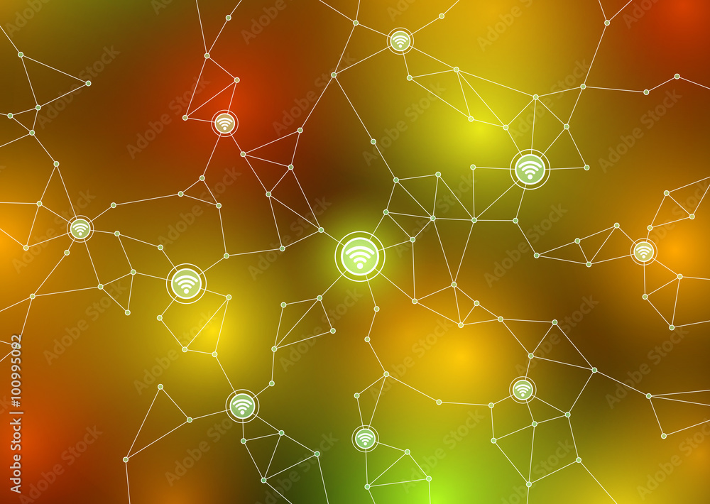 Aufkleber iot(internet of things), sensor network, abstract image vector illustration