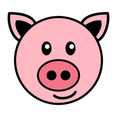 Simple Cartoon Of A Cute Pig
