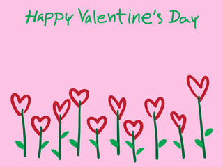 Valentine's Day Heart Flowers on pink Background