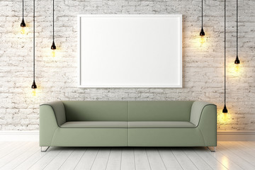 Modern bright interior . 3D render