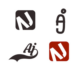 AJ initial logo company set. vector