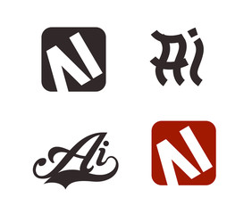 AI initial logo company set. vector