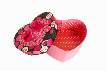 Heart shape gift box on white background