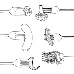 forks with foods