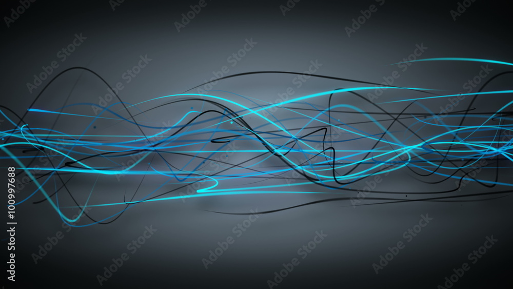 Poster dark blue curved lines. computer generated seamless loop abstract motion background. 4k (4096x2304)