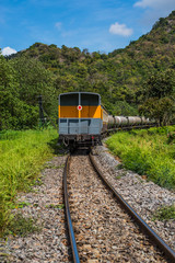 Fototapeta premium Train railroad transport at countryside, saraburi-thailand