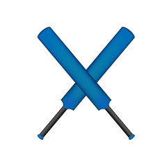 Crossed cricket bats in blue design