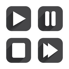 Player navigation icons. Play, stop and pause.