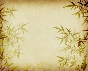 Traditional chinese painting Bamboo on Old antique vintage paper
