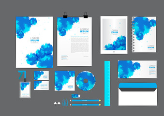 blue watercolor corporate identity template  for your business i