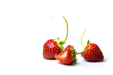 Double strawberry  isolated on white background