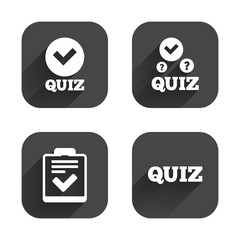 Fototapeta premium Quiz icons. Checklist with check mark symbol.