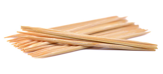 Bunch of toothpicks on white background