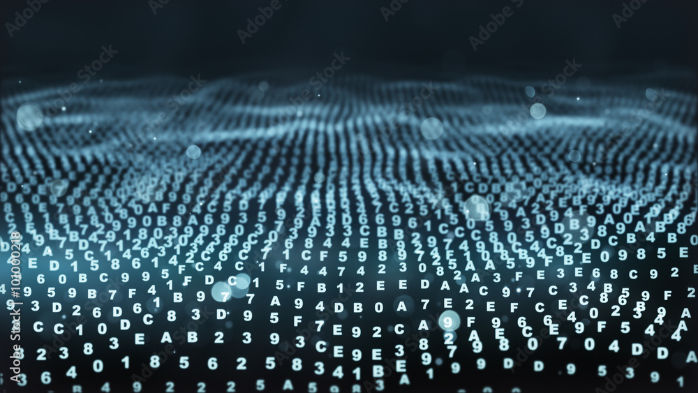 Poster digital hexadecimal symbols