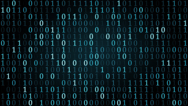blue digital binary symbols