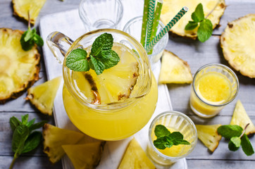 Pineapple cocktail with pulp