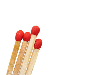 Group of matchstick closeup isolated on white background suitable for presentation