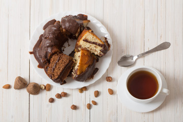 cake on old wooden background