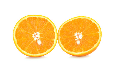 Orange fruit half on white background