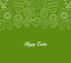 Abstract white easter egg on green background