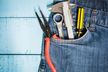 tool kit in jean pocket