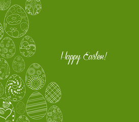 Abstract white easter egg on green background